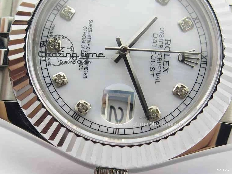 MiroTime 0514 EasyCare DateJust II 41mm BP Maker Best Edition White MOP Diamonds Dial On New Version Jubilee Bracelet A 3625